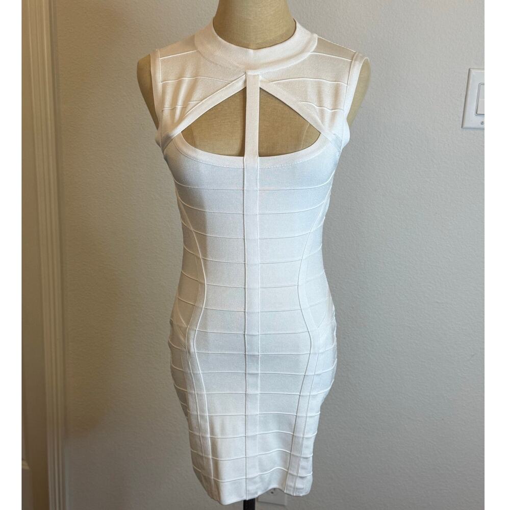 BEBE White Bodycon Fitted Short Party Date Night Dress  S